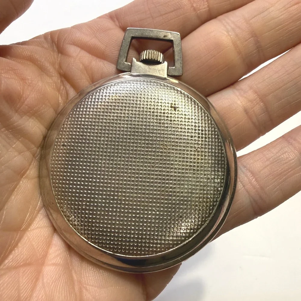 Westclox Quartz Pocket Watch Black Dial Silver Case Japan Large Works Numerals